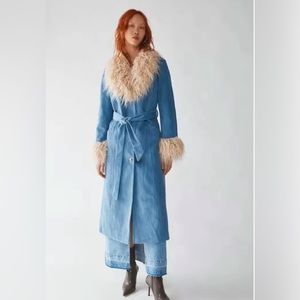 Urban Outfitters Tasha Faux Fur Courduroy Longline Coat
